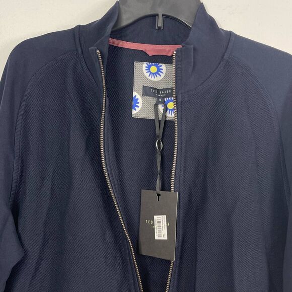 TED BAKER Navy Men's Funnel Neck Full Zip Sweatshirt Jacket Size 3 (US 38/M) - Picture 3 of 8